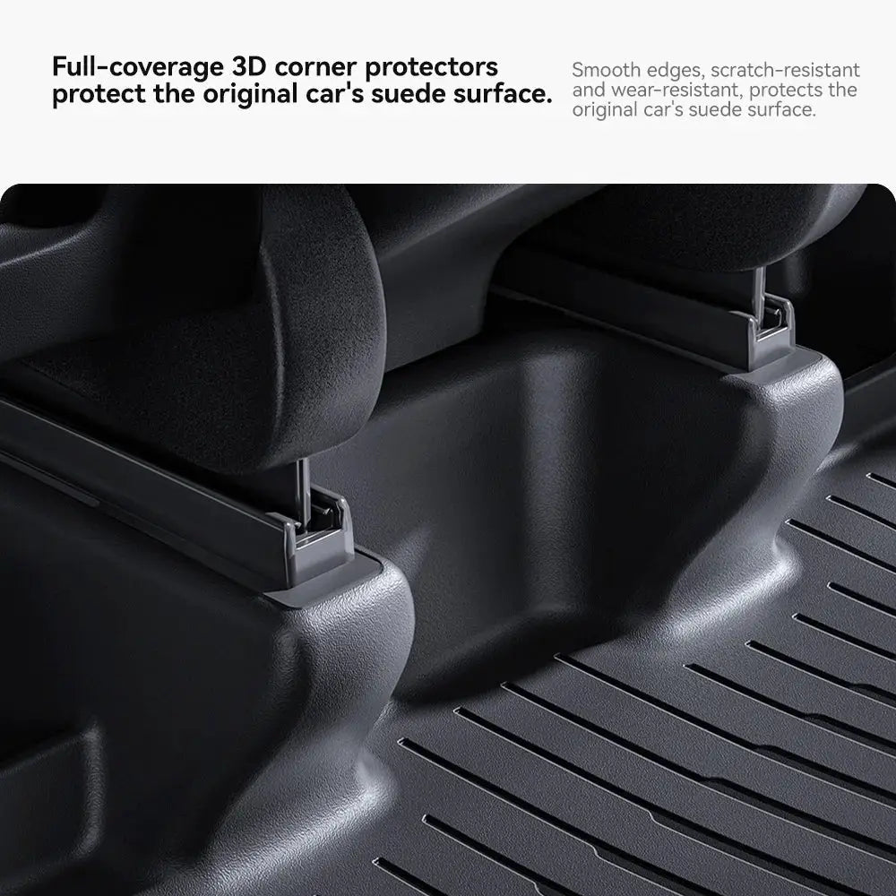 Floor mat set for Tesla Model Y Juniper 2025–2026 by Simples Market, 360° full-cover TPE waterproof anti-slip black