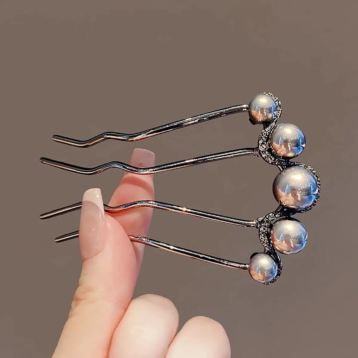 Metal U Shaped Hair Stick With Pearls For Women And Girls Easy Bun Maker Hair Accessory