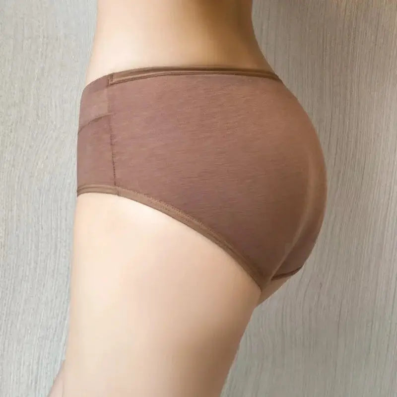 Women's cotton mid-waist briefs by Simples Market in warm tan, breathable fabric, 1 pack, size M-2XL