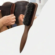 Brown wooden pointed-tail bristle comb for home use; anti-static, detangles without hair damage; unisex