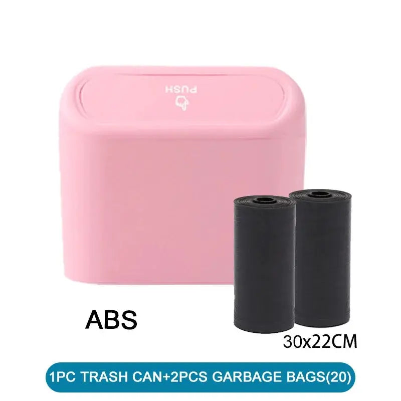 SUITU Car Trash Can With Lid Leakproof Compact ABS Car Trash Bin Includes 60 Bags And 300 Replacement Bags