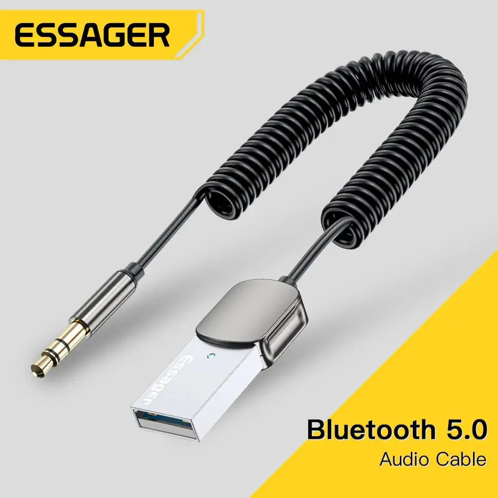 Essager Bluetooth Audio Receiver Dongle USB to 3.5mm Car Aux With Bluetooth 5.0 Handsfree Car Kit Wireless for Car Stereo