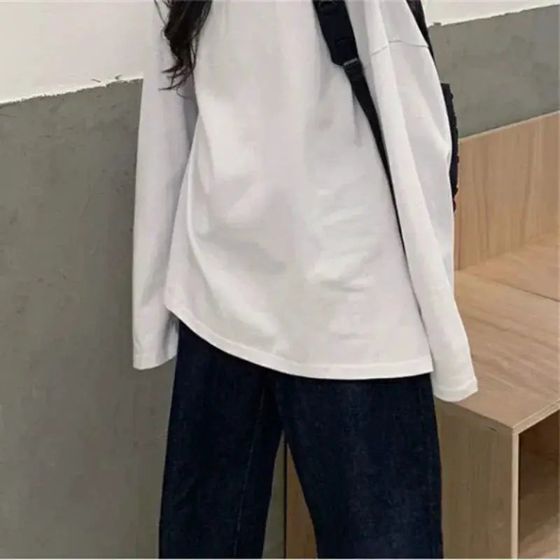 Harajuku Oversized Long T Shirt Gothic Inspired Top With O Neck And Long Sleeves For Spring And Autumn