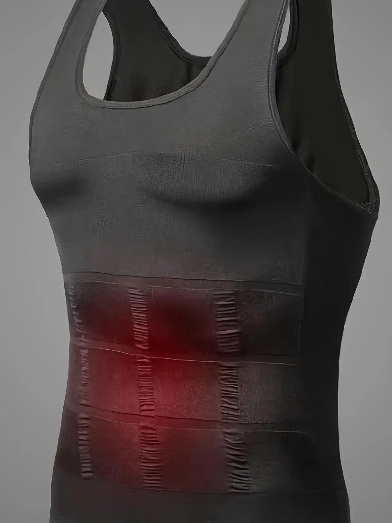 Simples Market men's compression body shaper tank top, gray slimming vest with abdominal support.