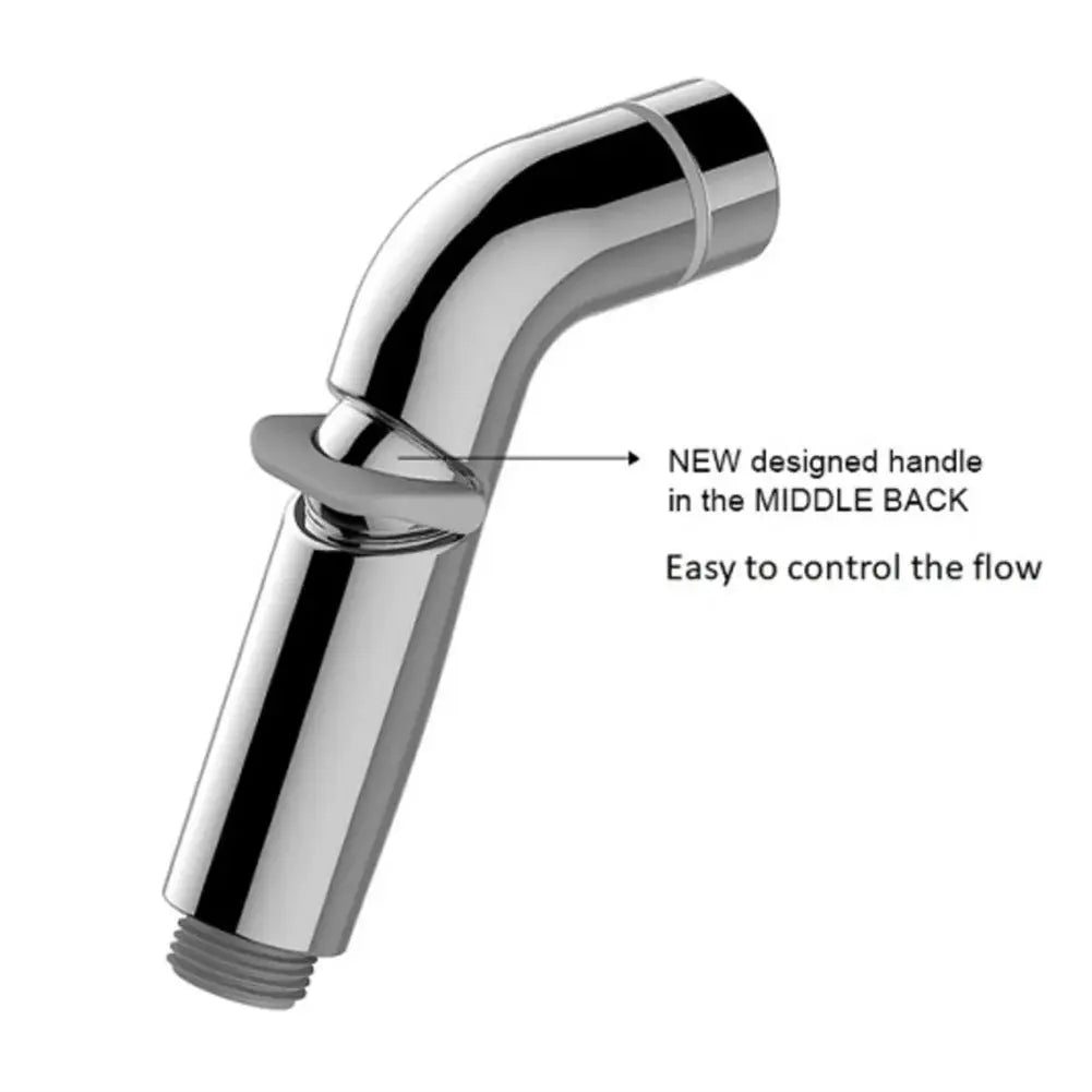 Chrome toilet bidet sprayer handheld shower head with lever control and threaded connector