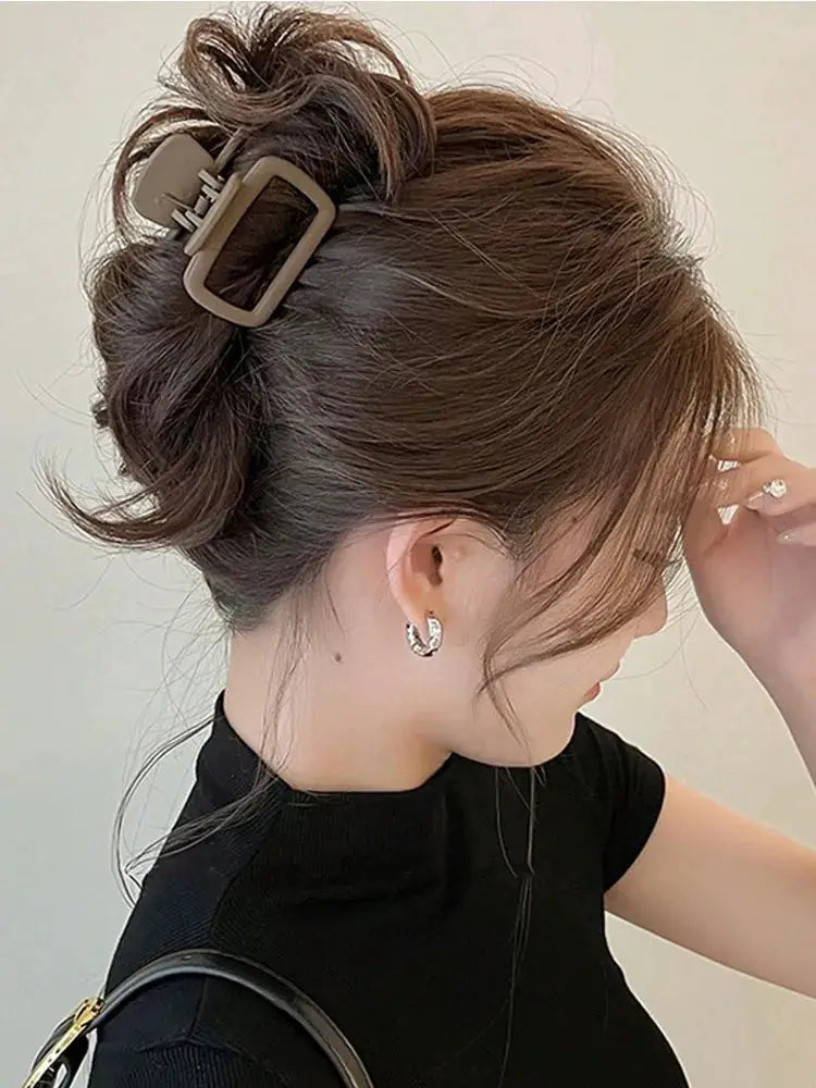 AuraGlow Square Hair Claw Clips Set Lightweight Durable Plastic For Everyday Styling And Makeup