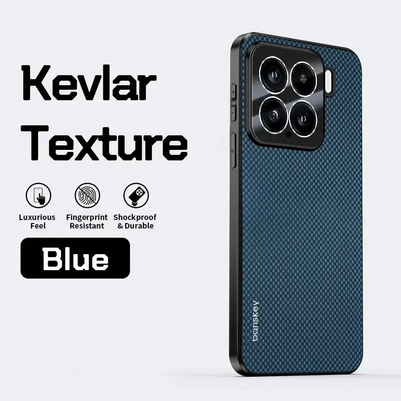 Simples Market blue Kevlar-texture carbon fiber phone case for Xiaomi Mi 15T/14T Pro, camera protection, shockproof