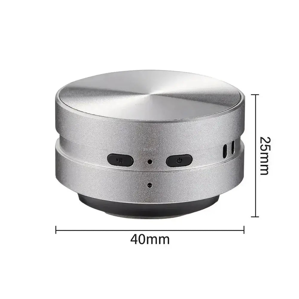 Simples Market bone conduction Bluetooth speaker, silver compact 40mm diameter, 25mm tall with front control buttons