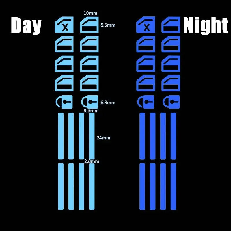 Car luminous door/window lift button stickers 18Pcs blue for interior control panel by Simples Market (day/night)