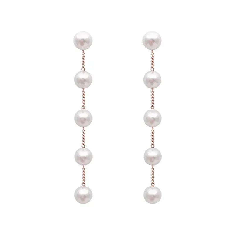 2022 New Trend Simulation Pearl Long Earrings With Flower Rhinestone Pendant For Women Wedding Korean Jewelry