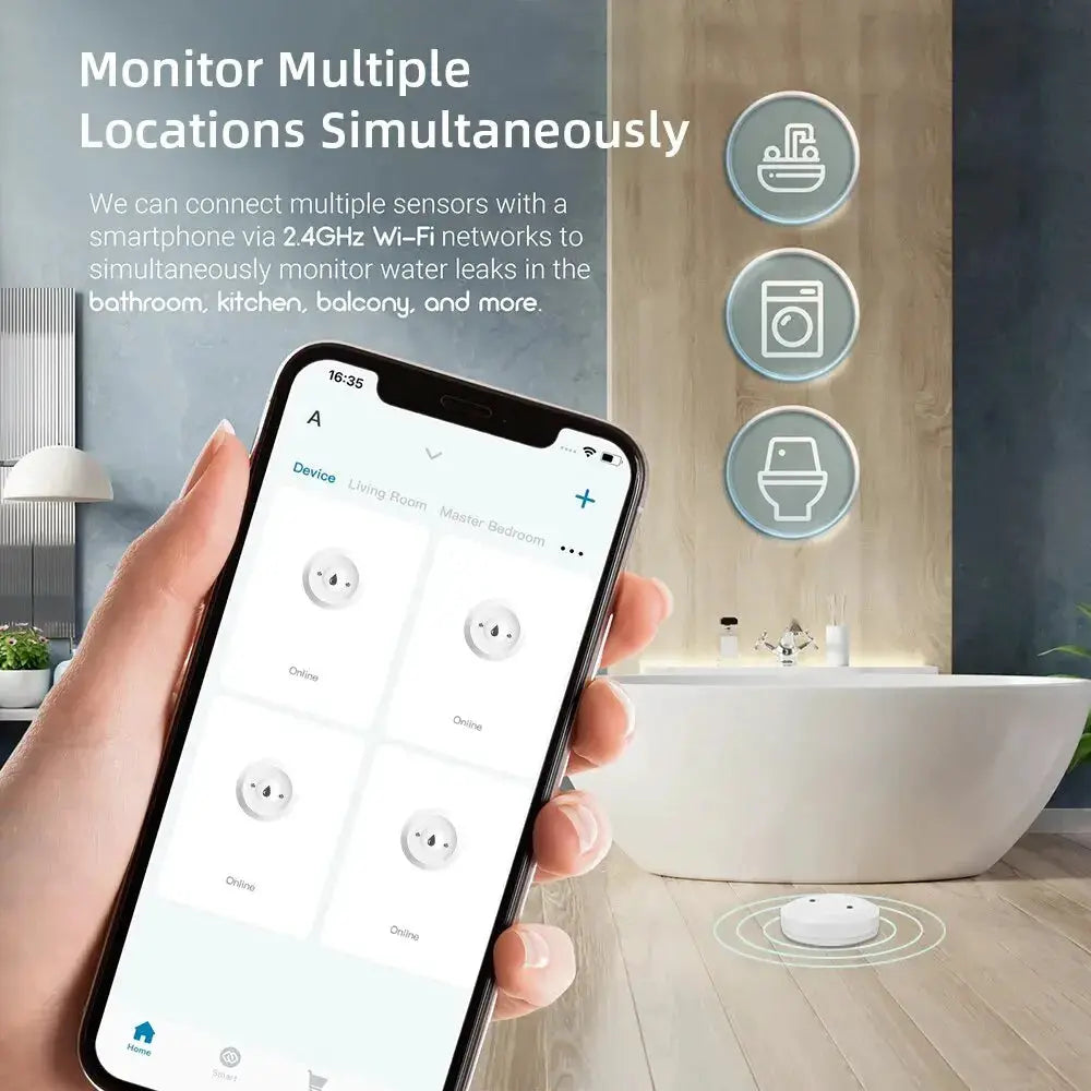 ZigBee Water Leak Sensor Flood Detector With Tuya Smart Life App Alarm Compatible With ZigBee Gateway