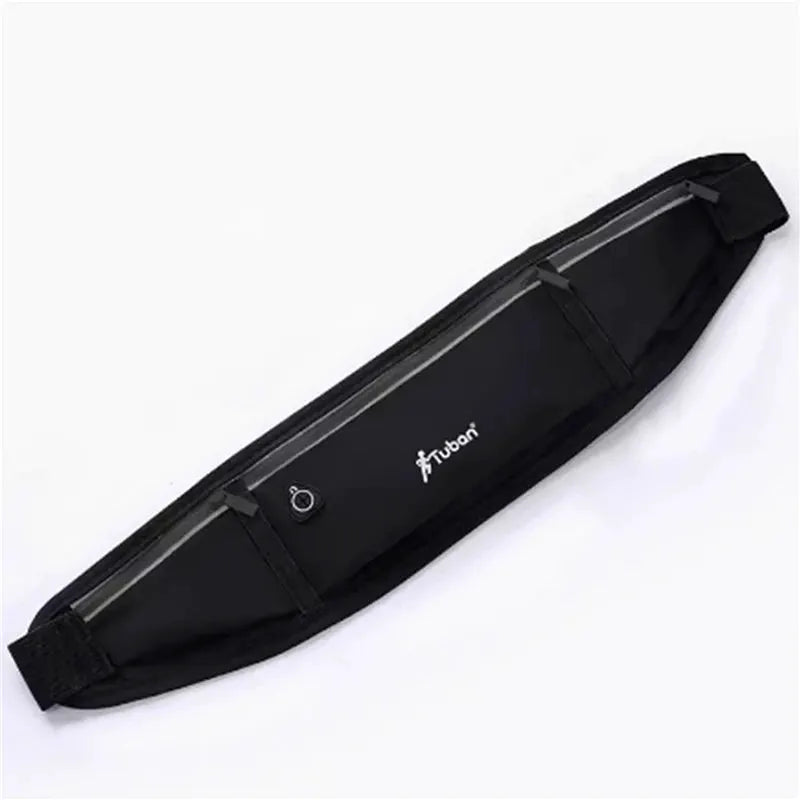 Tubon running waist pack, black waterproof belt bag with zip pocket and adjustable strap