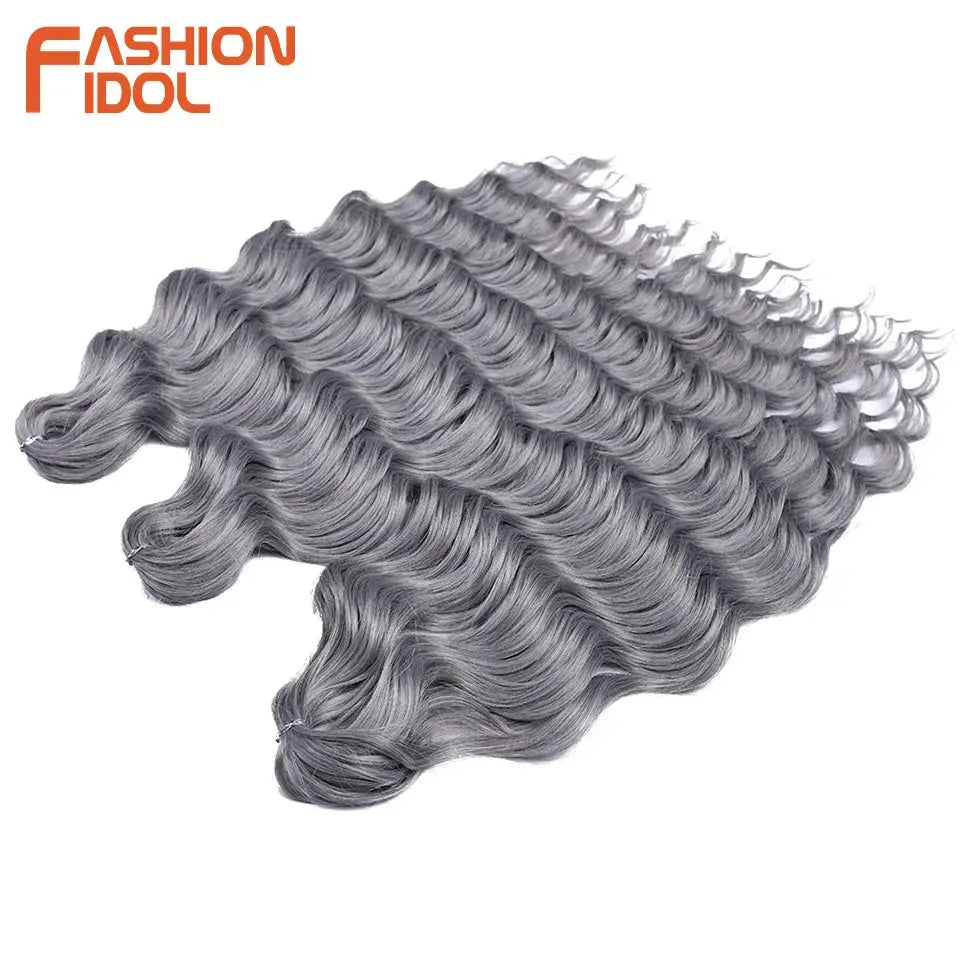 Anna 24in synthetic water-wave braiding hair extensions, silver ombre, 4 bundles by Simples Market
