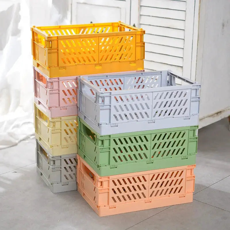 Collapsible Plastic Folding Storage Box Basket Desk Organizer For Home School Office Cosmetic And Accessories