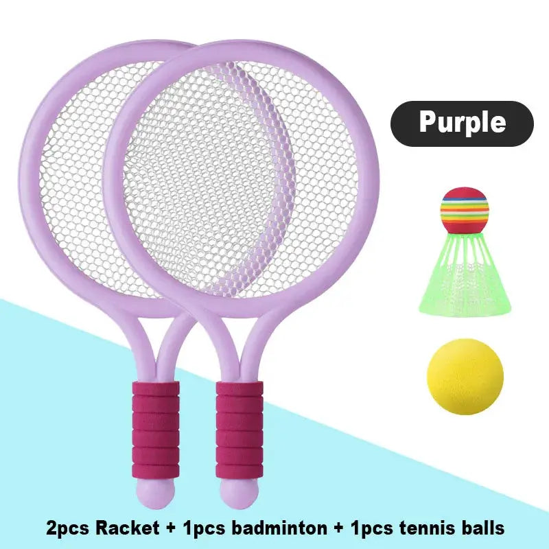 Kids Badminton And Tennis Racket Set For 3 To 12 Years Lightweight Plastic Outdoor Toy For Beginners