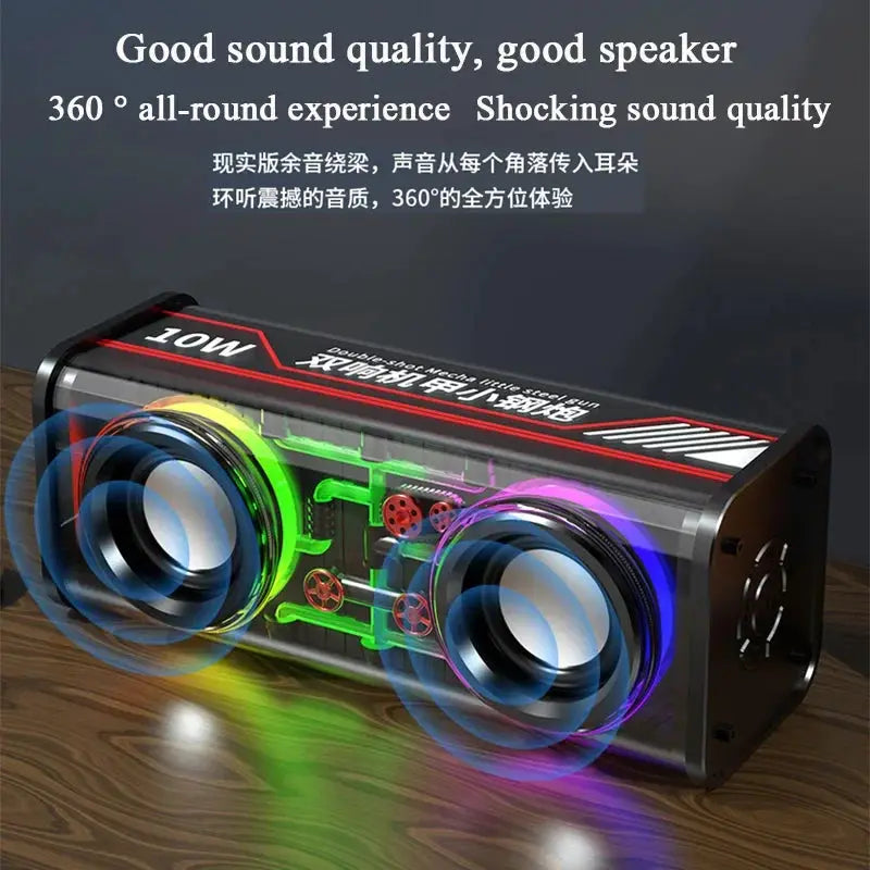 Simples Market V8 Transparent Mecha Speaker with Bluetooth 5.0, dual bass diaphragms and RGB lighting
