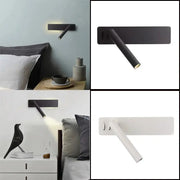 LED wall reading lamp by Simples Market, minimalist wall sconce in black and white with adjustable cylindrical head (3W)