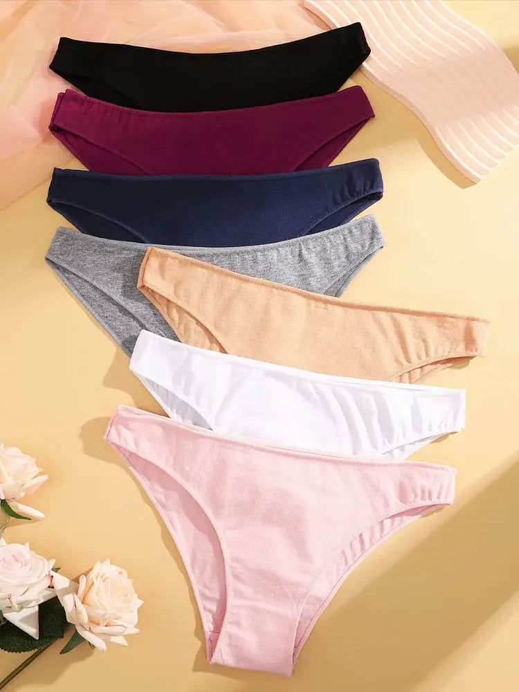Simples Market seamless cotton panties for women, 7-pack low-rise briefs in assorted colors