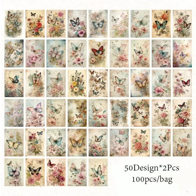 Mr Paper Garden Whisper Series Material Book 4 Styles 100 Pcs Bottoming Paper For Scrapbooking And Journaling