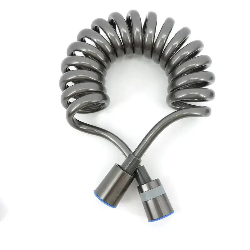 Handheld bidet spray hose, gray ABS coil with two blue-end connectors