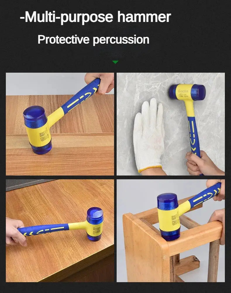 Double Headed Installation Hammer With Rubber Handle 25mm To 45mm Head Detachable Insulated Tool For Doors And Windows