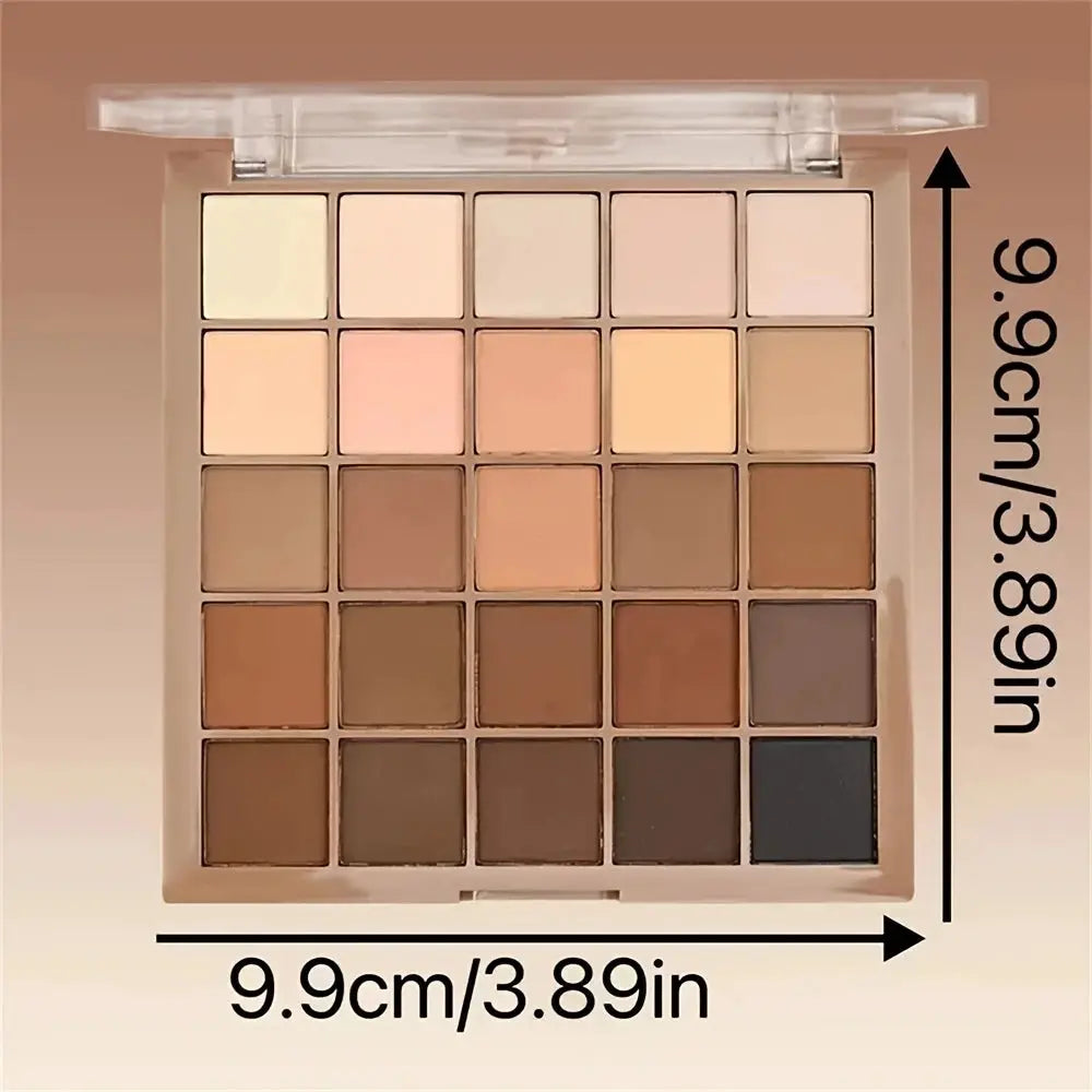 LuxeEyes 25 Color Eyeshadow Palette Neutral Gray And Brown Earth Tones For Natural To Dramatic Day To Night Looks