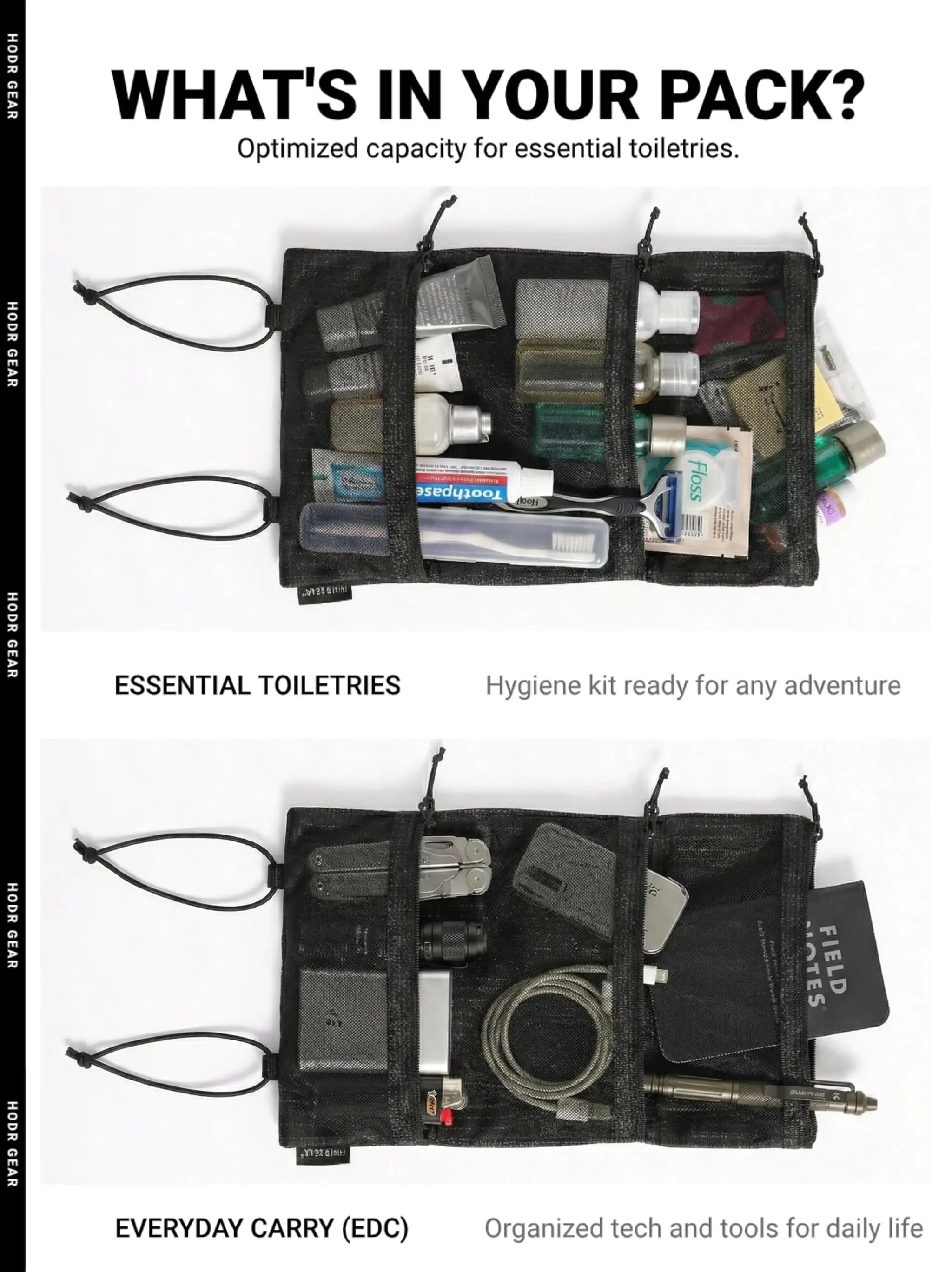 Simples Market HODRGEAR Ultralight Toiletries Organizer in black UHMWPE Gridstop with YKK zippers