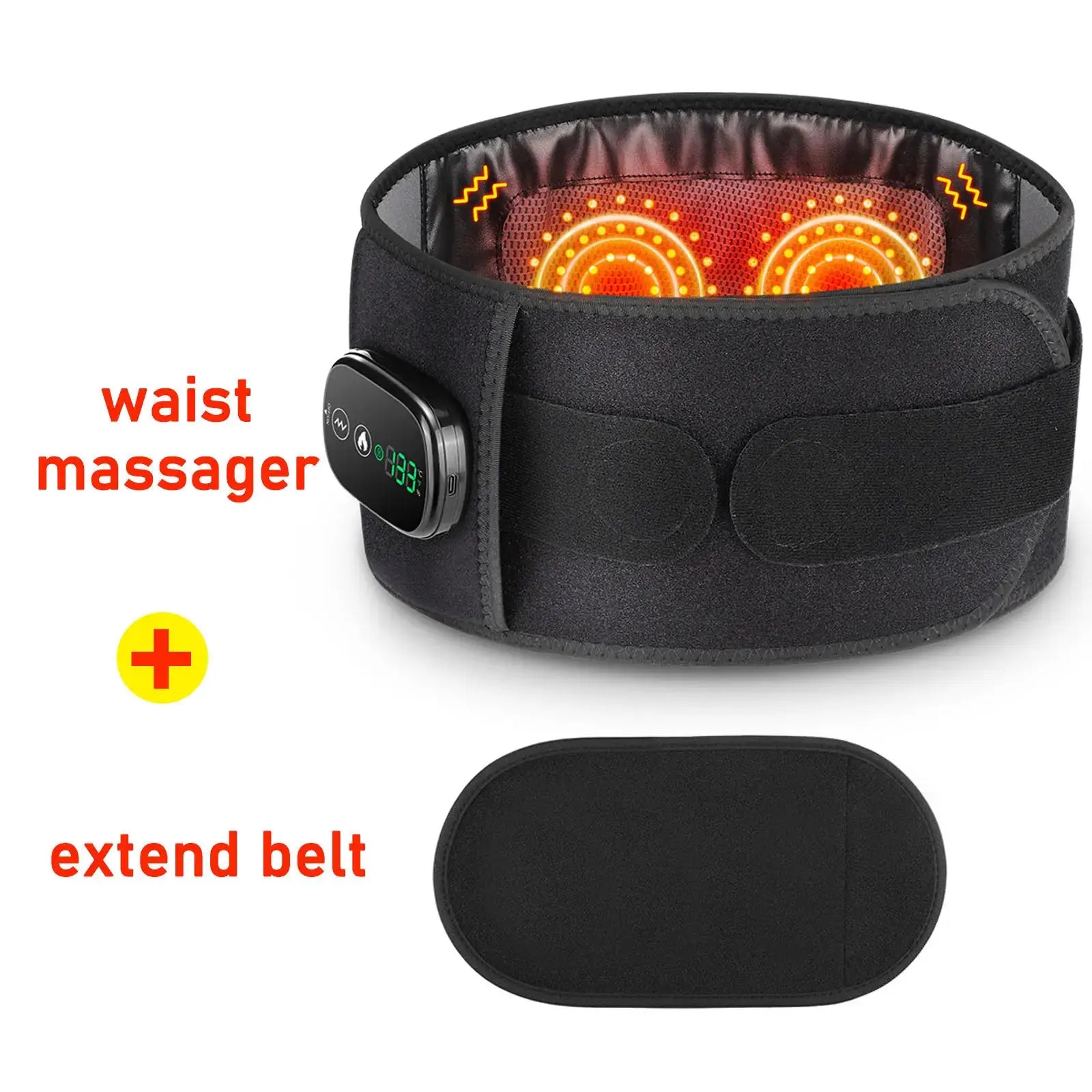 Waist massager belt by Simples Market, electric heating with 3 gear settings, black