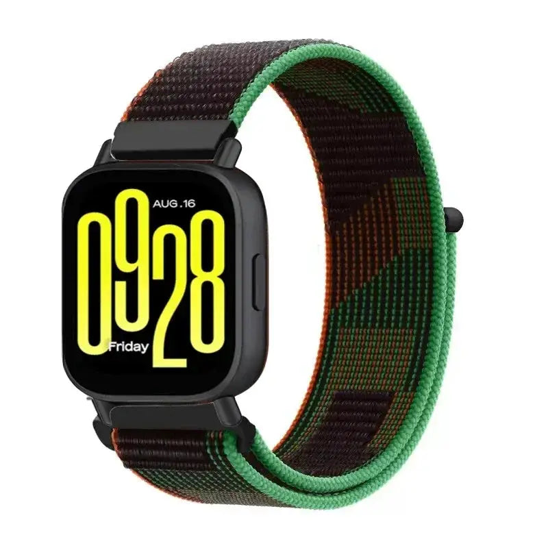 Nylon loop watch strap for Redmi Watch 5 Active/Lite, green and brown, 20/22mm