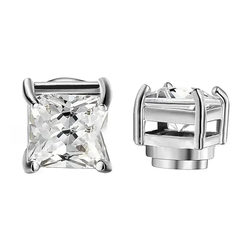1 Pair Crystal Strong Magnetic Ear Stud Clip Earrings For Men Women Punk Round Zircon Magnet Non Piercing Jewelry