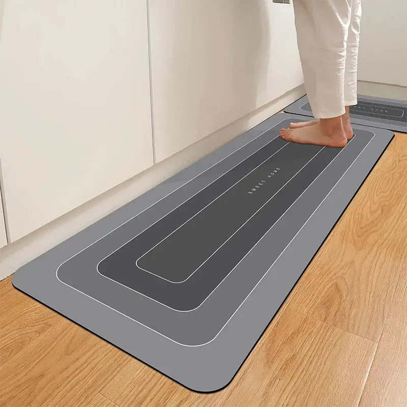 Simples Market 1PC kitchen floor mat, gray diatomite runner, waterproof, anti-skid, anti-dirty