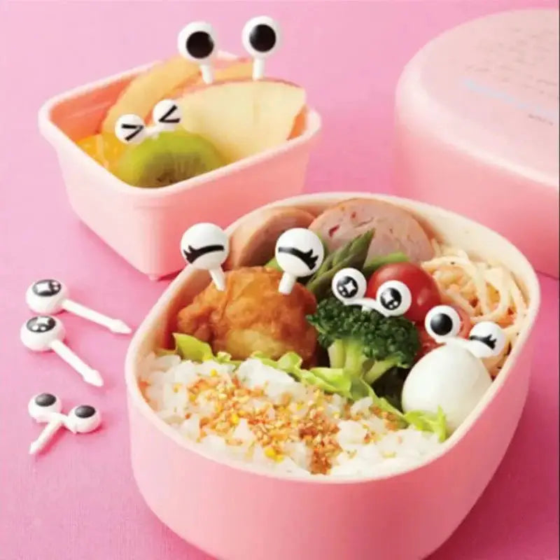 Ten Piece Mini Skewers Set Cute Cartoon Eyes Kawaii Bento Box Food Picks For Fruit Appetizers