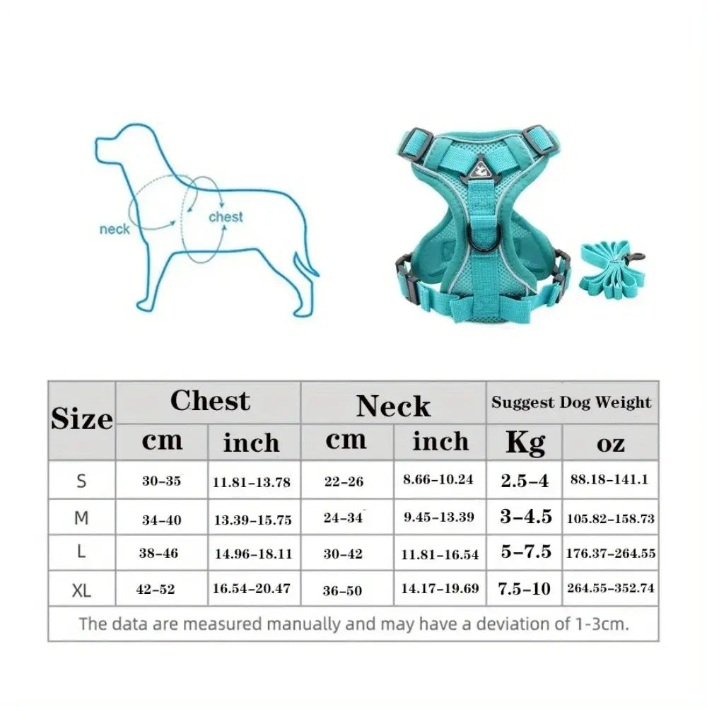No Pull Dog Harness Leash Set Adjustable Reflective Vest for Small Dogs and Cats Quick Release Buckle