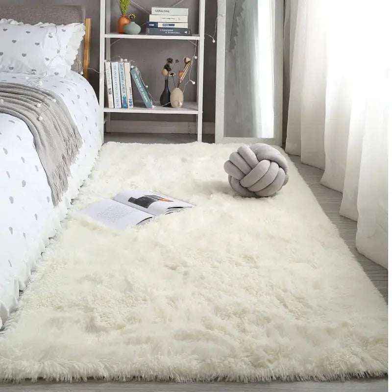 Fluffy long-pile rug 160x230 cream for living room or bedroom floor
