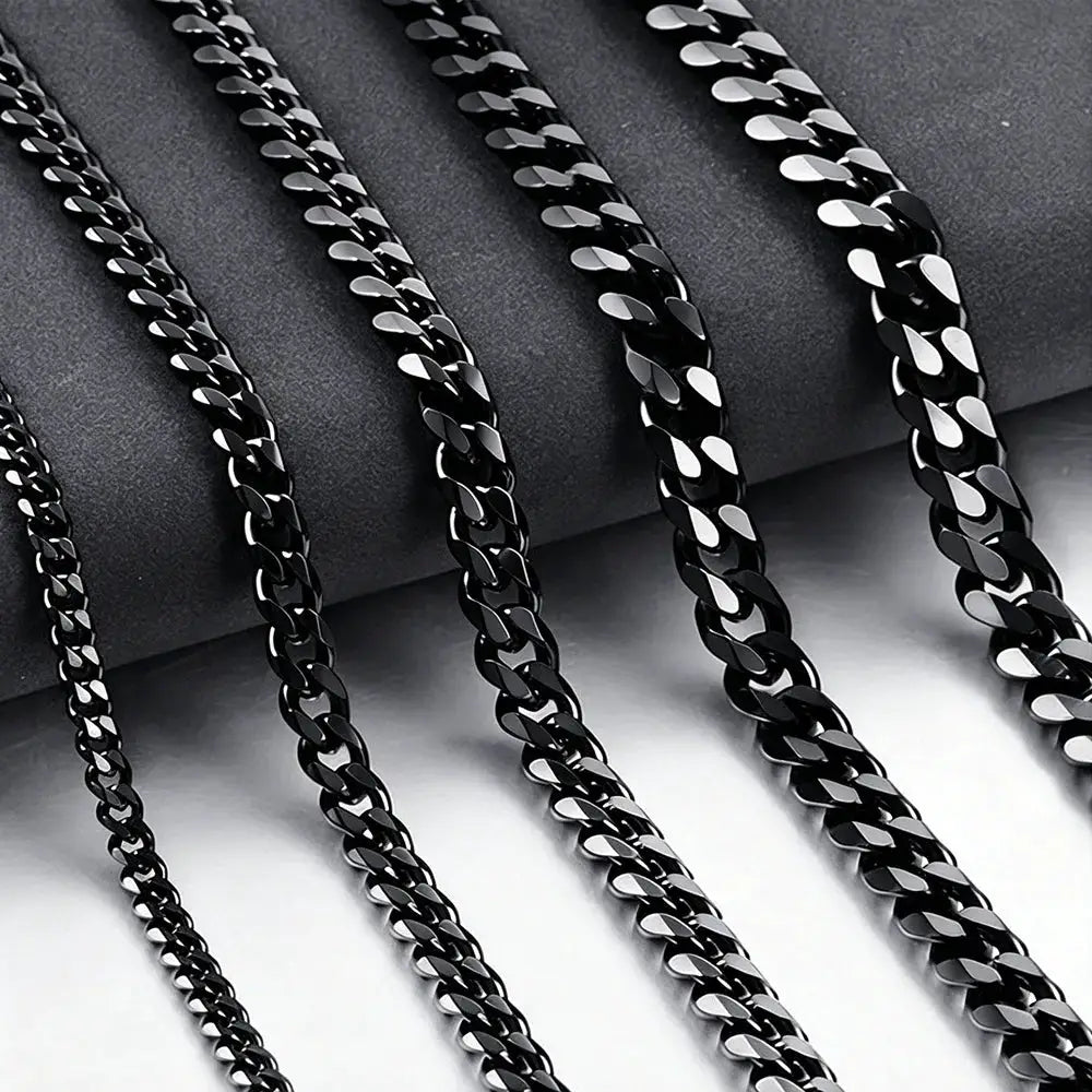 3mm Mens Cuban Link Chain Necklace Stainless Steel Jewelry Fashion for Men Trendy Gift Idea