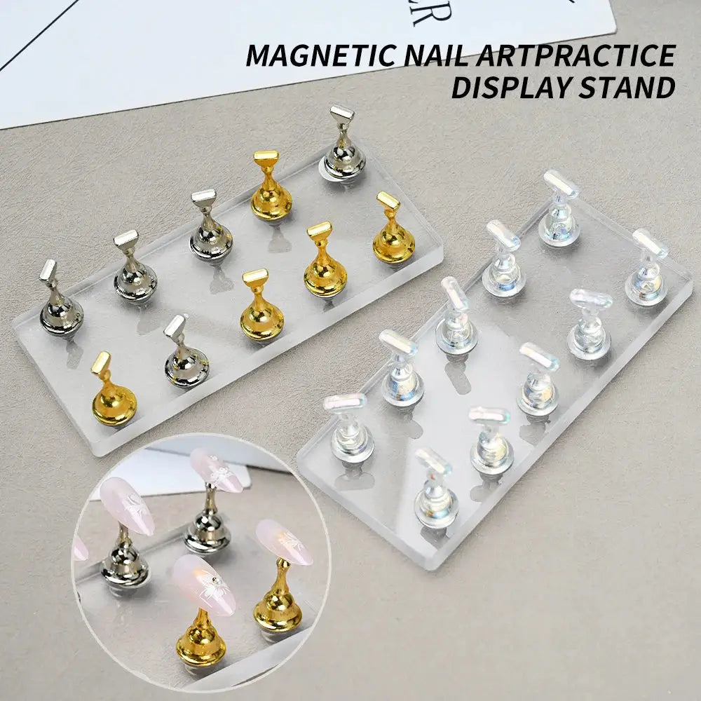 Aurora Nails Transparent Magnetic Nail Stand For Acrylic False Nails Holder For Training And Display