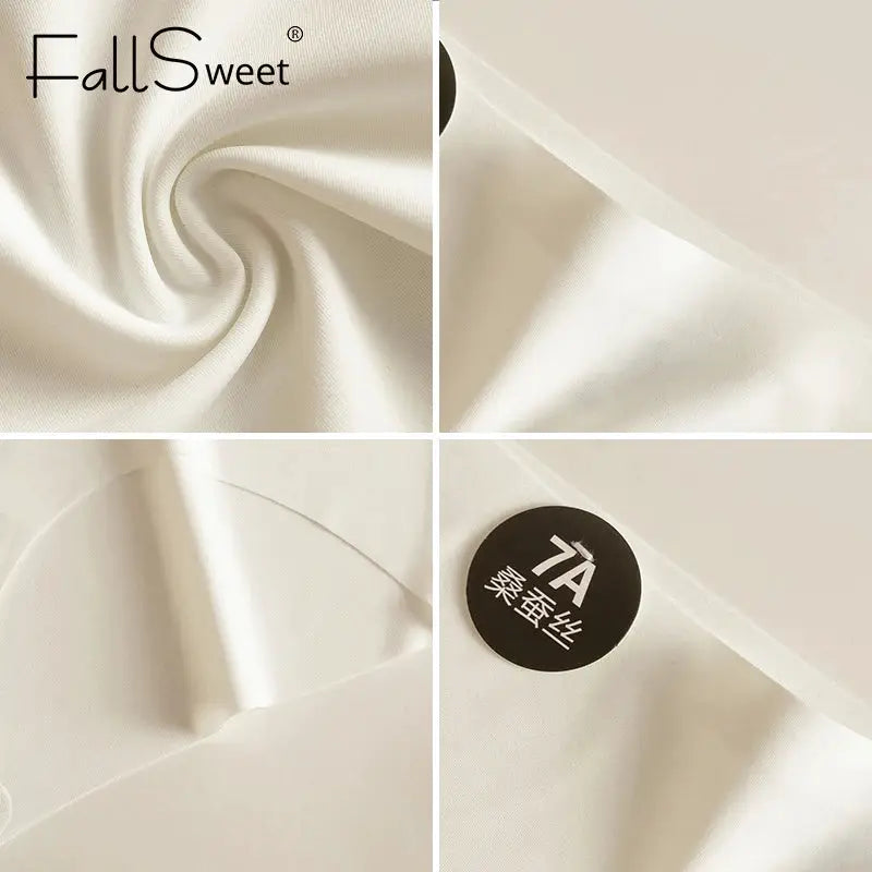 FallsSweet 4Pcs silk briefs set in white Mulberry silk for women, seamless lightweight underwear by Simples Market