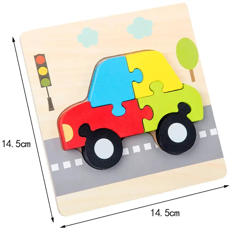 3D Wooden Puzzle For Kids Cartoon Animals And Traffic Theme Jigsaw Early Learning Cognition Toy