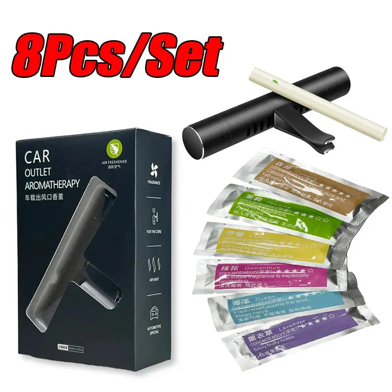 8 Piece Car Air Vent Perfume Set Aviation Aluminum Alloy Fragrance Aroma For Auto Interior Freshening