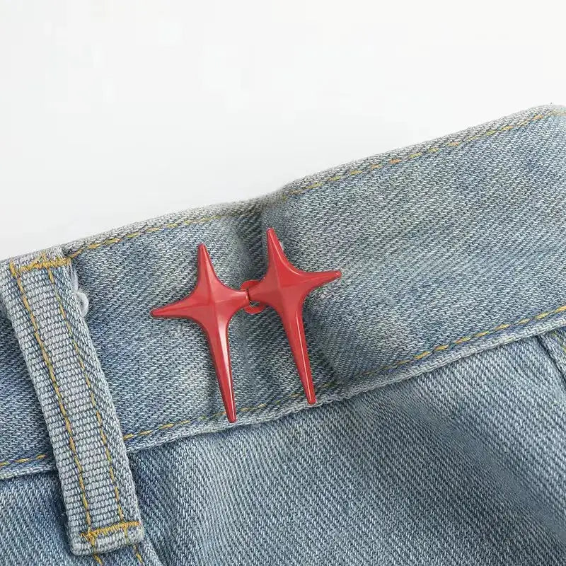 StarWear Star Shaped Waist Buckle Decorative Detachable Buttons No Sew Waist Adjustment Quick Easy Fit Zinc Alloy