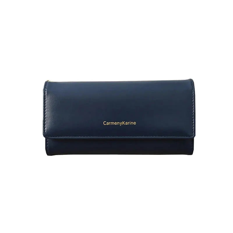 Navy blue PU leather long wallet clutch with card holder by CarmenyKarine