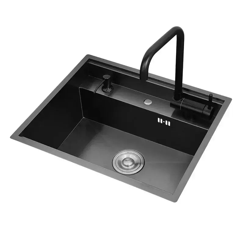 Simples Market Nano hidden kitchen sink 55x45x23 cm, 304 stainless steel with single groove and tall arc faucet