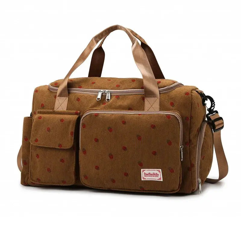 Corduroy Travel Tote Duffle Bag with Shoe Compartment - Simples Market