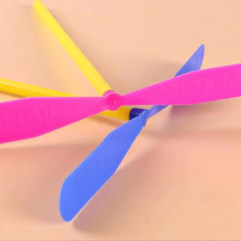 5 or 30 Pack Plastic Bamboo Dragonfly Shape Hand Push Flying Propeller Outdoor Toy for Kids and Adults