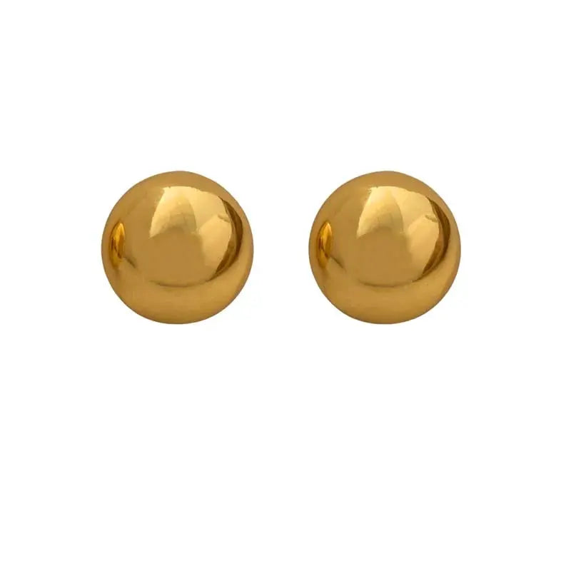 Punk Metal Big Ball Round Stud Earrings For Women Girls 2024 New Simple Fashion Semicircle Geometric Jewelry Gifts