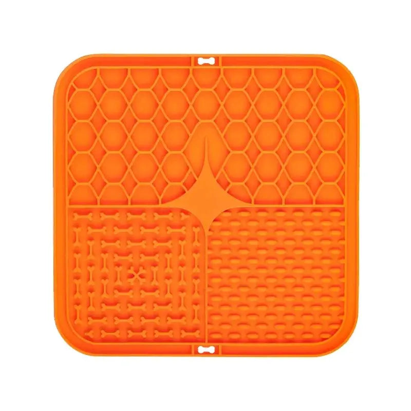Simples Market orange silicone pet lick mat for dogs with mixed textures to slow-feed
