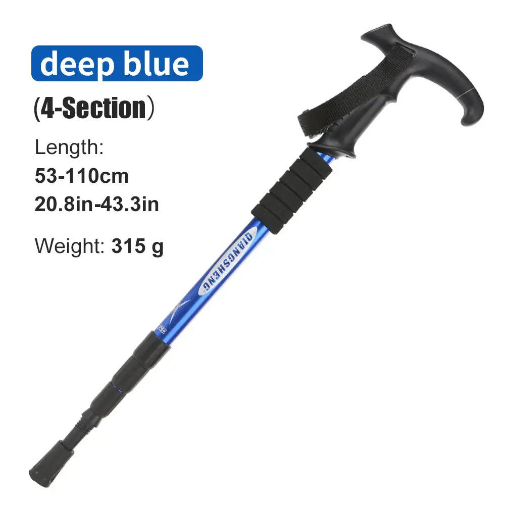 Outdoor Folding Trekking Pole 4 Section Portable Telescopic Hiking Stick Lightweight For Camping And Climbing