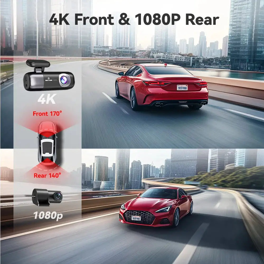 REDTIGER F9 dash cam with 4K front and 1080p rear, GPS and WiFi car camera by Simples Market