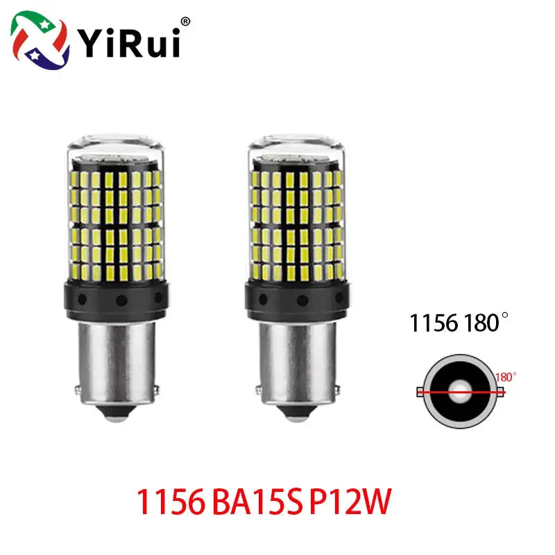 YiRui 2 Pack 12V To 48V LED Bulbs 144 SMD For Reverse Turn Signal Brake Lights BA15S BAY15D P21W 1157 W21W