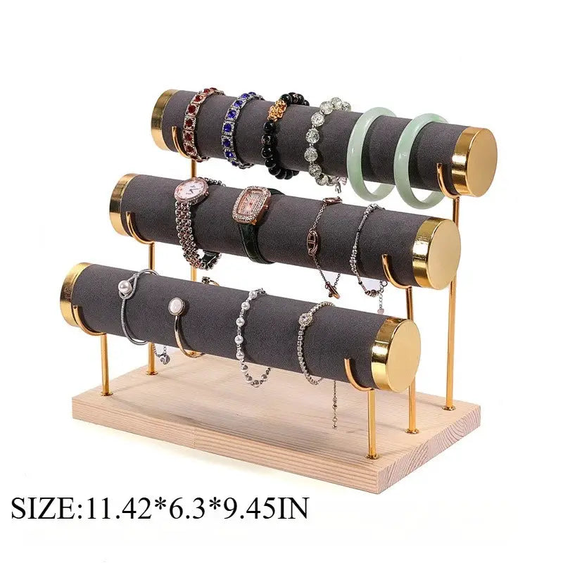 One Third Layer Wooden Jewelry Rack Bracelet Watch Holder For Women And Men Gift Packaging Display